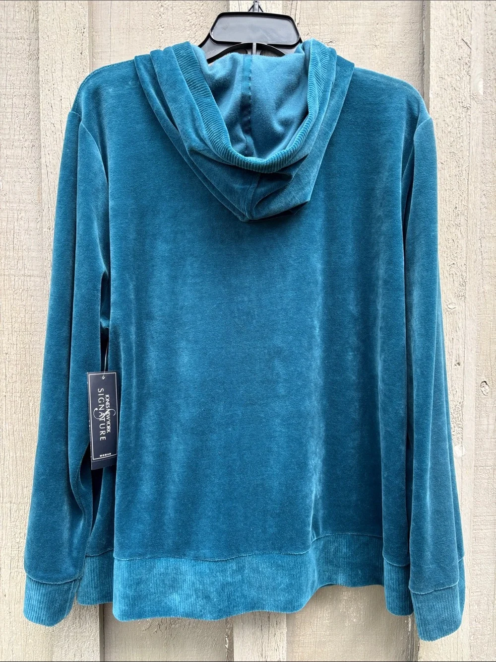 Jones New York Teal Velour Zip Hoodie Size 3X